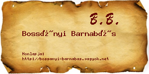 Bossányi Barnabás névjegykártya