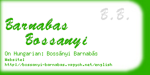 barnabas bossanyi business card