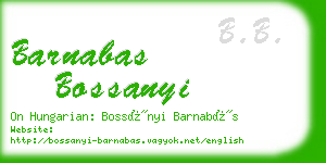 barnabas bossanyi business card